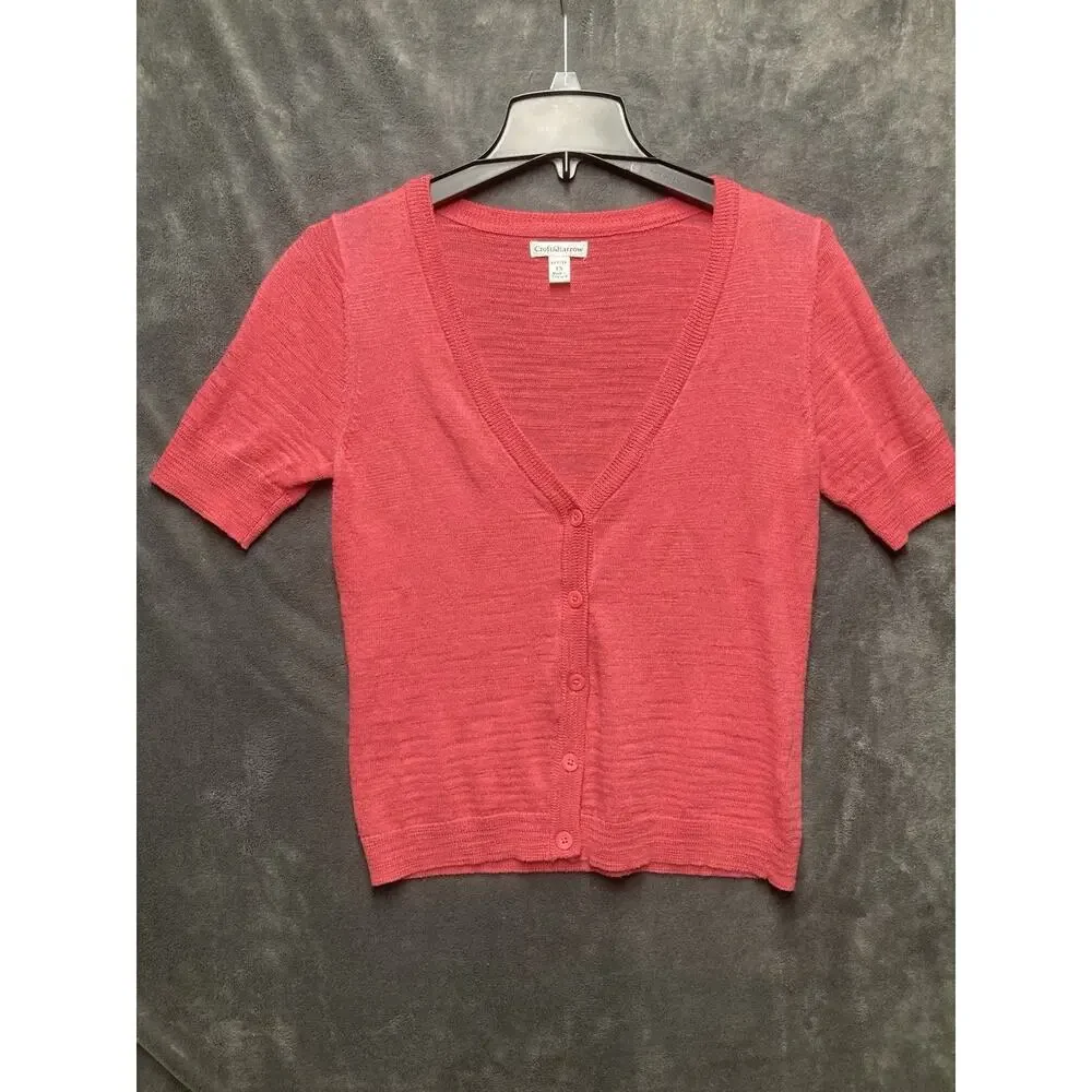 Croft & Barrow Lot of 2 Button Cardigans 3/4 Slv Pink/Teal Petite PS Soft Girl